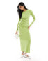 Vero Moda long sleeved ribbed jersey maxi dress in green