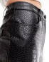 Mango croc detail leather look trousers in black