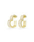 Baguette Cut, Heart, Small, White, Gold-Tone Plated atrix Hoop Earrings