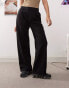 Weekday Drew mid waist slouchy trousers with front pleats in black