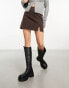 & Other Stories a-line panelled mini skirt with split in dark brown