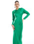 ASOS DESIGN satin biased maxi dress with button detail in emerald green