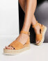 Glamorous espadrille wedge sandals in tan