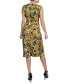 Women's Printed Cowl-Neck Short-Sleeve Satin Dress