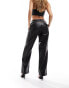 ONLY faux leather straight leg trousers in black