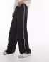 Topshop crinkle plisse side stripe trouser in mono