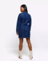 River Island Petite denim mini dress in dark blue