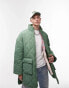 Topman oversized liner jacket with onion quilting in sage