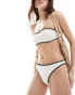 Stradivarius bikini bottom with contrast stitch in ecru