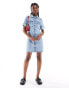 Noisy May denim mini shirt dress in lightwash blue