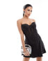 Heiress Beverly Hills premium satin corset bandeau mini dress with mesh inserts in black