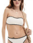 Stradivarius bandeau bikini top with contrast stitch in ecru