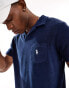 Polo Ralph Lauren icon logo pocket spa terry polo in navy CO-ORD