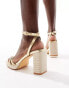 Glamorous Wide Fit braided espdrille heeled sandals in gold