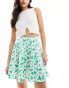 Wednesday's Girl floral bloom flippy mini skirt in white and green