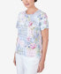 Women's Patchwork Floral Braided Neck Tee