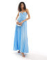 Forever New cut out tie back plisse maxi dress in baby blue