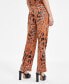 Women's Animal-Print Drawstring-Waist Pants, Created for Macy's