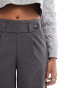 JDY high waisted crop wide fit tailored trousers in dark grey