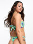 Kulani Kinis retro v thong bikini bottom in Serene Marine floral print