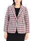 Plus Size Plaid Long-Sleeve Blazer