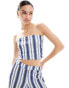 ASOS DESIGN co-ord textured bandeau top in stripe