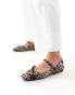 Public Desire Kandi bow ballet flats with strap in leopard velvet