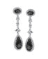 Black Cubic Zirconia Halo Long Pear Solitaire Teardrop CZ Statement Dangle Chandelier Earrings Pageant Party