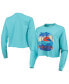 Women's Teal Florida Gators Palm Trees Sunset Long Sleeve Crop Top