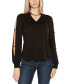 Black Label Women’s Split-Sleeve Chain-Neck Keyhole Top