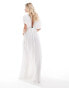 ASOS DESIGN Petite Faye flutter sleeve maxi beach dress with channelled tie waist in white