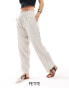 Vila Petite linen touch pinstripe wide leg trousers in cream