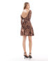 Miss Selfridge backless fit and flare mini dress in animal print