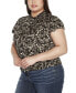 Black Label Plus Size Embellished Printed Cap-Sleeve Blouse