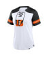 Women's White/Black Cincinnati Bengals Foiled Primary Lace-Up T-Shirt