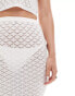 In The Style exclusive crochet knit textured fishtail maxi beach skirt co-ord in cream