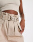 Morgan belted high waist shorts in beige