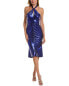 Marchesa Notte Metallic Sheath Dress Women's Blue 14