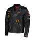 Men's Snoopy Black Peanuts Graphic Biker Full-Zip Jacket