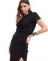 Nobody's Child Premium Katty one shoulder midi dress in black