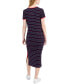 Women's Striped Ribbed Midi Dress