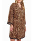 Женская пижама iCollection Chiya Plus Size Leopard Robe with Self Tie Sash and Lace Trimed Hemlines