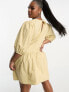 ASOS DESIGN Curve cotton drop waist mini dress with D-ring in camel