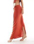 Kaiia tie waist maxi skirt co-ord in rust