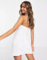 ASOS DESIGN soft denim keyhole halter fitted mini dress in white