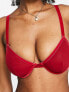 ASOS DESIGN Fuller Bust Alaia mesh and velvet trim underwire bra in burgundy