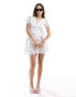 New Look shell embellished wrap mini dress in white