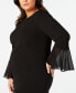 Plus Size Illusion Bell-Sleeve Dress