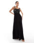 River Island crochet top tiered maxi dress in black