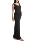 Maternity V-Necl Lace Back Maxi Dress